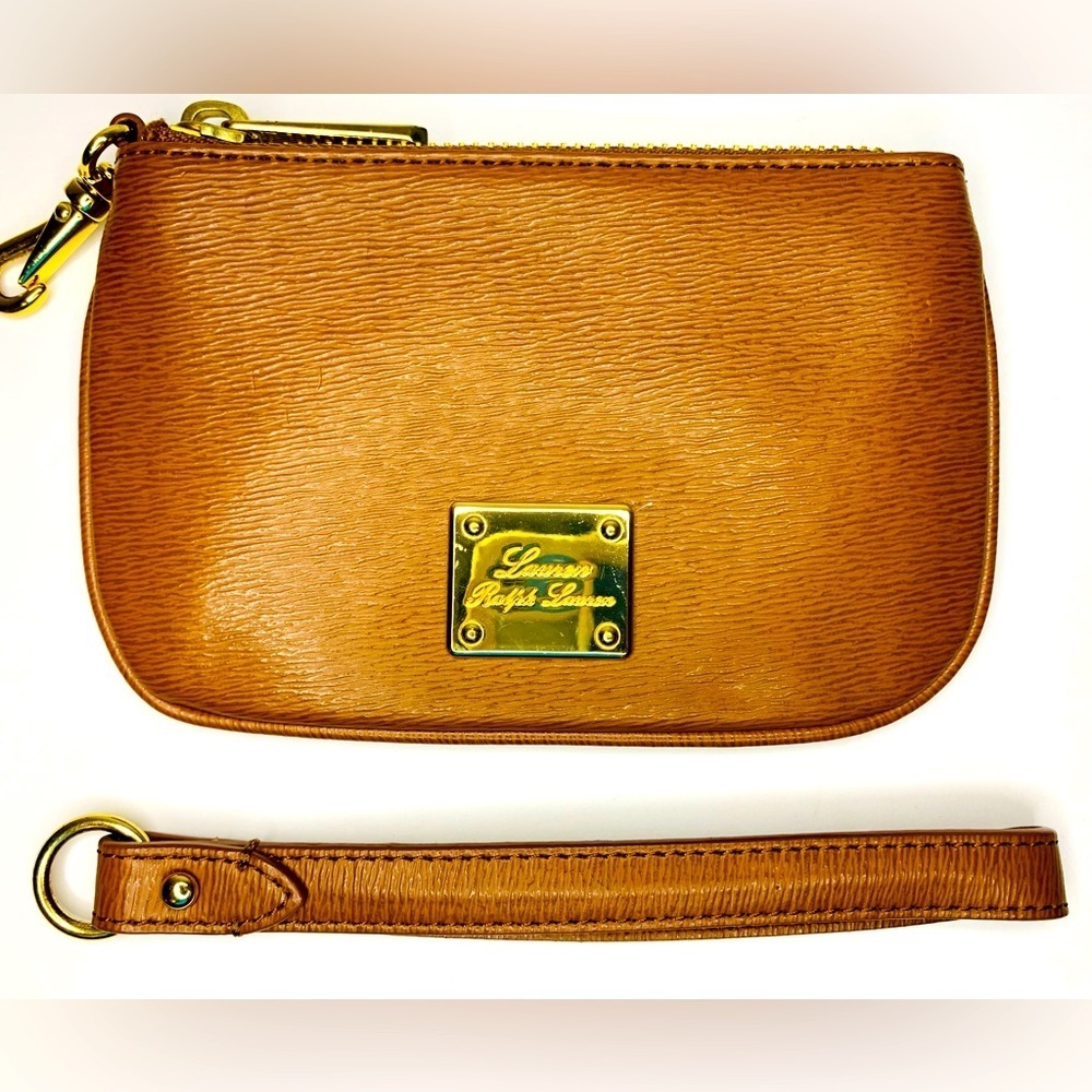 Ralph Lauren Leather Tan Ladies Wristlet/Small Wallet